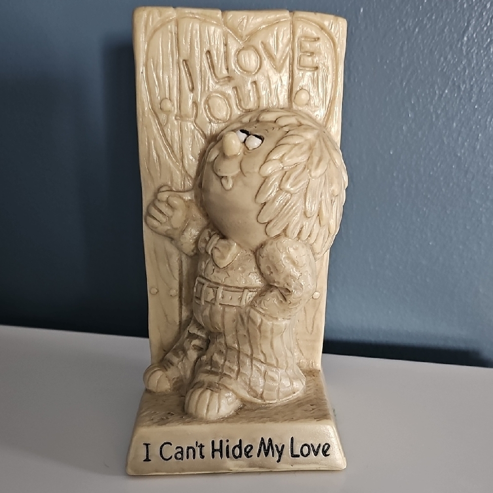 Retro Man Figure VINTAGE 70s  Hide My Love R & W Berries  Decor Statue Lucite
